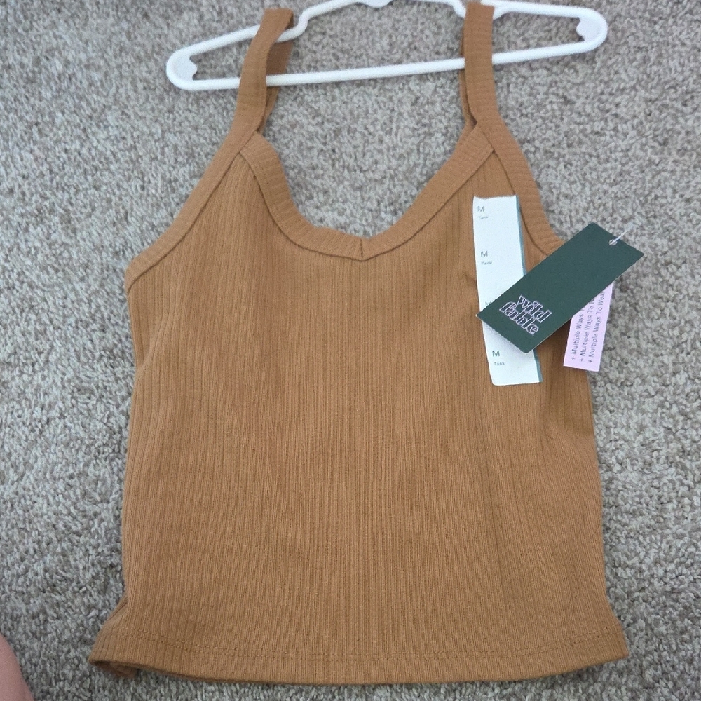 Wild Fable Brown Ribbed Sleeveless Tank Top